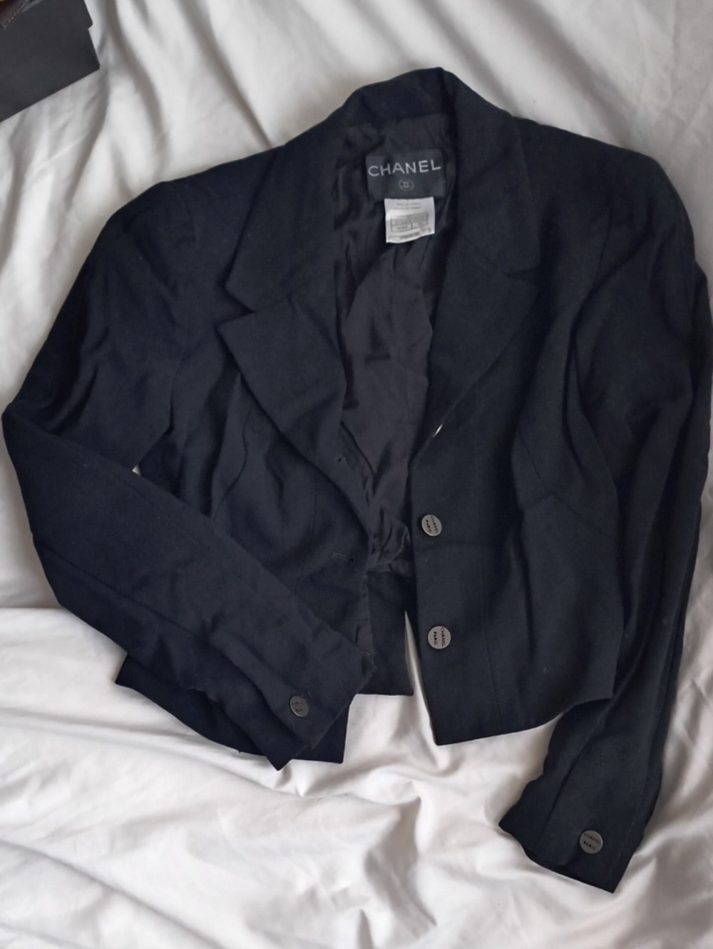 CHANEL Black Cropped Tailored Blazer Jacket